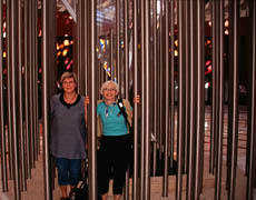 Britta Hedstrom and Kerstin Englund with ONE Market sculpture