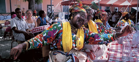 Woman dancing at a table