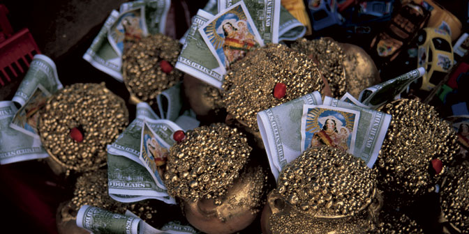 symbols of bolivian money sold at festival